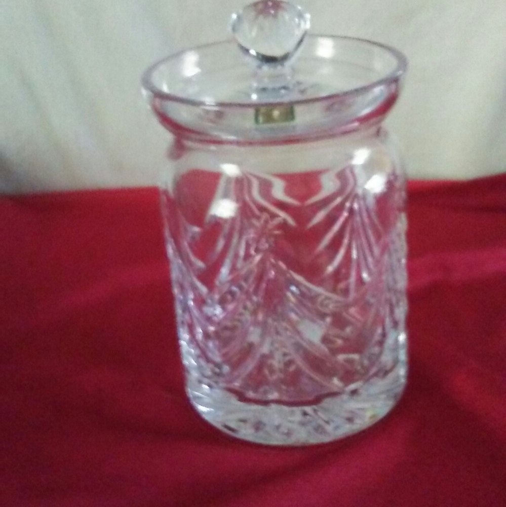 Vintage crystal christmas tree cookie jar